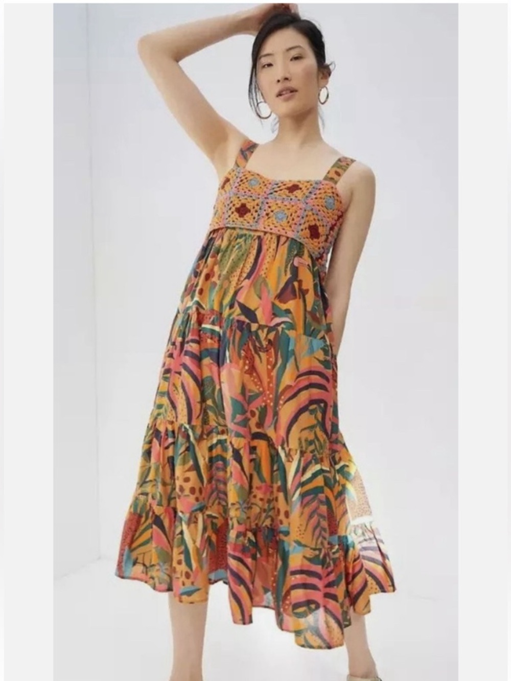 FARM Rio Crochet Maxi Dress M Petite